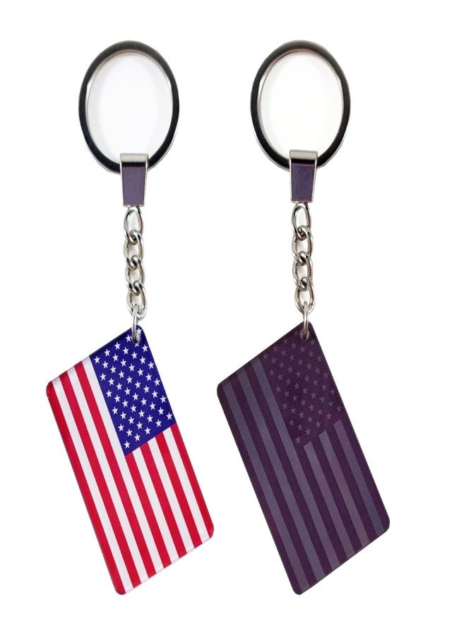 QQSD US American Flag Keychain USA Key Ring, 2 Pack - Image 1